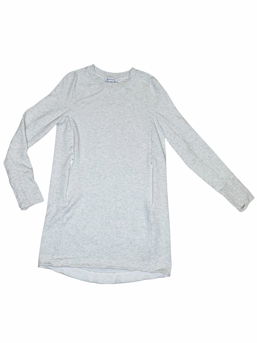 Athleta Coaster Luxe Sweatshirt Dress Women’s Small Gray Soft Tencel Zip Pocket